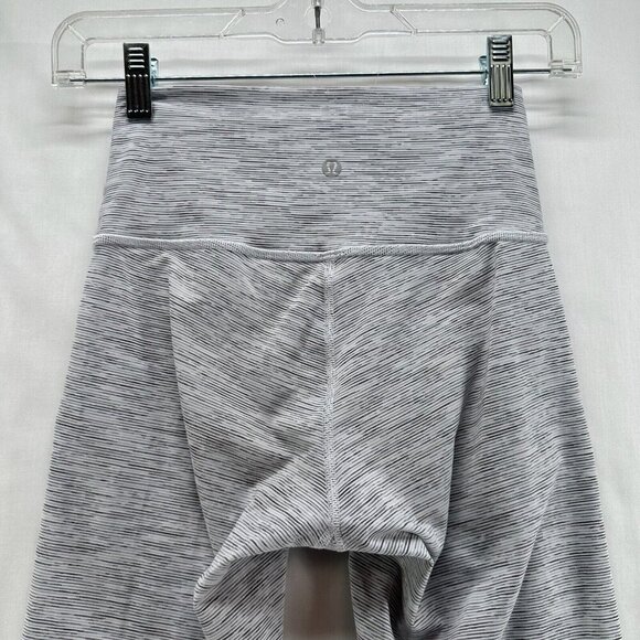 Lululemon Leggings Womens 4 Wunder Under Crop Striped Compression Athletic Gray - Picture 5 of 10